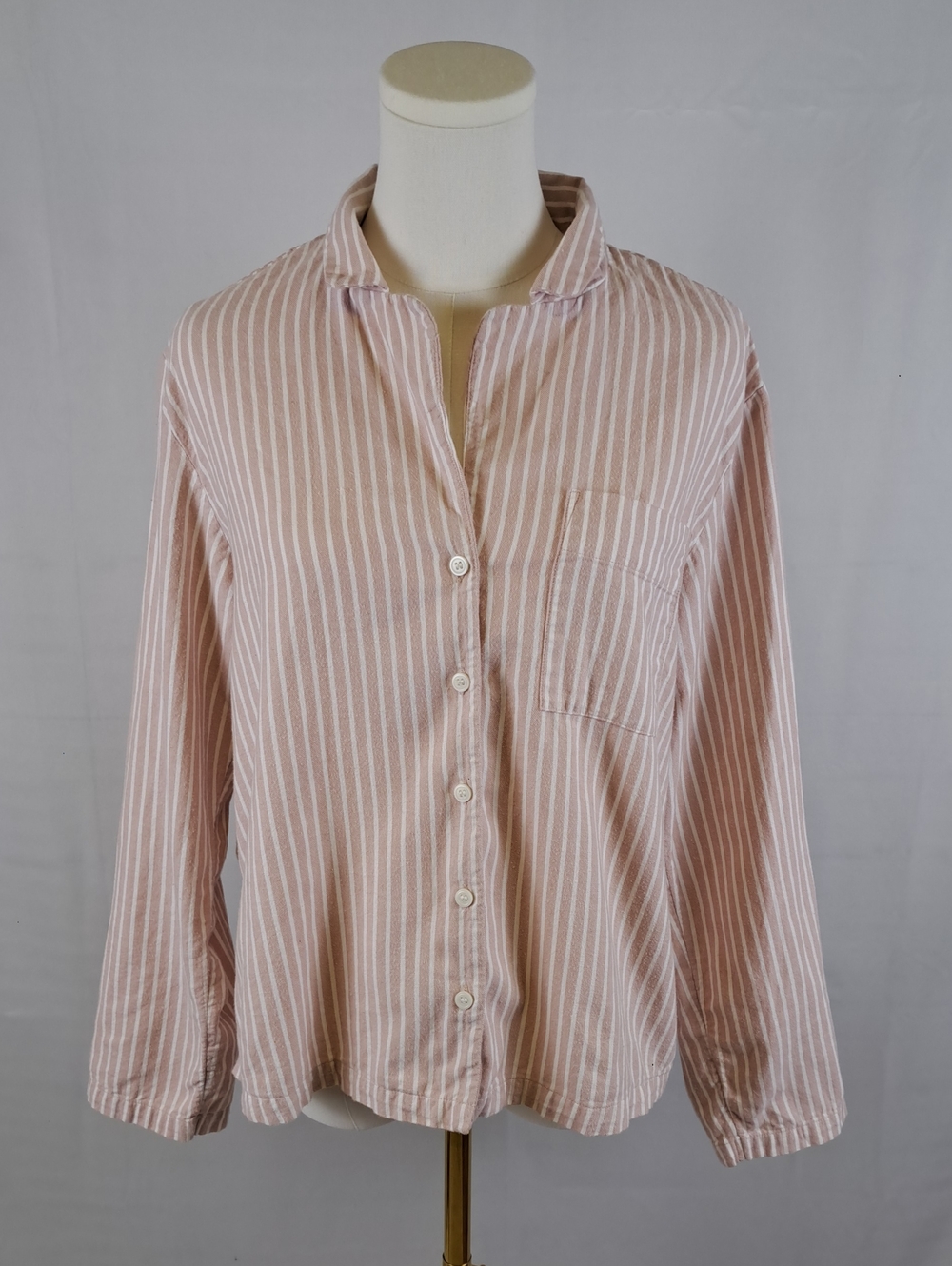 H&M Pink and White Striped Button-Down Shirt